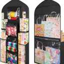 Hanging Gift Wrapping Paper Storage, 48x24 (Extra Large) Black Double-Sided Christmas Wrapper Bag Container, Oxford Long Craft Roll Organizer, Present Wrap Holder for Closet, Door