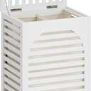 Laundry Hamper with Lid,Bamboo Large Waterproof Clothes Laundry Basket,Removable Washing Bags with Handles,Clothes Basket (White)