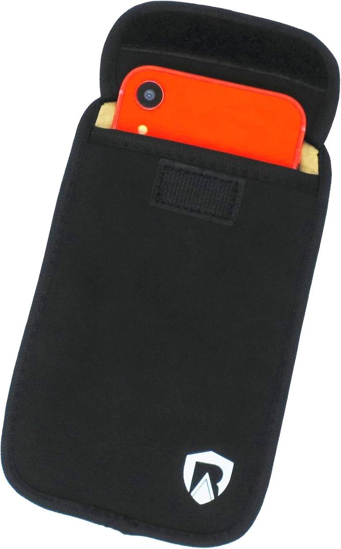 EMF Blocking Cell Phone Sleeve - EMF Blocking Pouch That Fits Most Cell Phones - Updated Version (Black, Large)