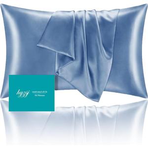 Mulberry Silk Pillowcase for Hair and Skin Queen Size 20"X 30" with Hidden Zipper Soft Breathable Smooth Cooling Pillow Covers for Sleeping(Blue,1Pcs)