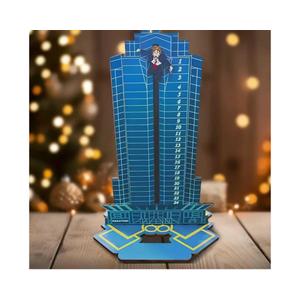 2025 Advent Calendar, Wooden Diehard Advent Calendar Dropped Nakatomi Plaza Tabletop Christmas Countdown Calendar Ornament for Kids Adults Home Decoration (Blue-A)
