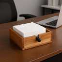 Wood Napkin Holder, Brown Acacia Wood, Standard Size Kitchen Tissue Organizer with Natural Style, Wipe Clean Inches Interior Size (8"x 8"x 2.5)