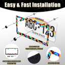 Boho Rainbow License Plate Frame Colorful License Plate Holder Stainless Steel Funny Colorful Car Accessories Decoration 6.3" X 12.3" with 2 Holes Screws
