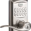 Kwikset 99170-001 SmartCode 917 Keypad Keyless Entry Traditional Residential Electronic Lever Deadbolt Alternative with Tustin Door Handle and SmartKey Security, Satin Nickel, Large