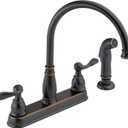 Delta Windemere Oil Rubbed Bronze Kitchen Faucet with Side Sprayer, Traditional 4 Hole Kitchen Sink Faucet, Two-Handle, Oil Rubbed Bronze 21996LF-OB
