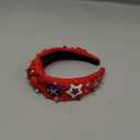 Fourth of July Headband for Women Girls American Flag USA Knotted Crystal Rhinestone Jeweled Hairband Red White and Blue Patriotic Hair Accessories