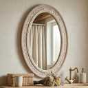 Oval Mirrors for Wall,Wood Nature Beads Farmhouse Boho Wall Mirror