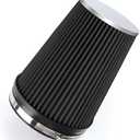 TIEVISHO 6" 152mm Cold Air Intake Filter Clamp-On Replacement High Flow Inlet Air Filter High Performance Washable Cone Filter 9" Tall Black