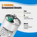 WISSCOOL UL 45+5uF 45/5 MFD 5% 370V/440VAC CBB65 AC Capacitor Dual Run Circular Start Capacitor for Heat Pump Air Conditioner Fan Motor Start