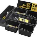 LARBANKE Tool Storage Organizer, 14-Piece Set with Interlocking Boxes, Non-Slip Internal Trays, Toolbox for Garage, Workshop, and Home Repairs