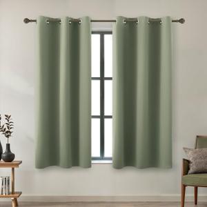 KOUFALL 54 Inch Curtains Length,Dark Sage Green Short Blackout Thermal Insulated RV Curtains for Camper Windows Bathroom,2 Panels Set