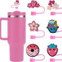 4 x 6-Pack Silicone Straw Covers compatible with Stanley 30oz & 40oz Tumblers and Water Bottle  Reusable Straw Caps & Toppers, Dust-Proof, Pink Cute Stanley Cup Accessories