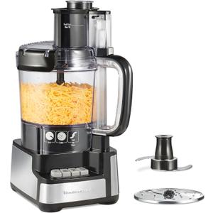 Hamilton Beach Stack & Snap Food Processor and Vegetable Chopper, BPA Free, Stainless Steel Blades, 12 Cup Bowl, 2-Speed 450 Watt Motor, Black (70725A)