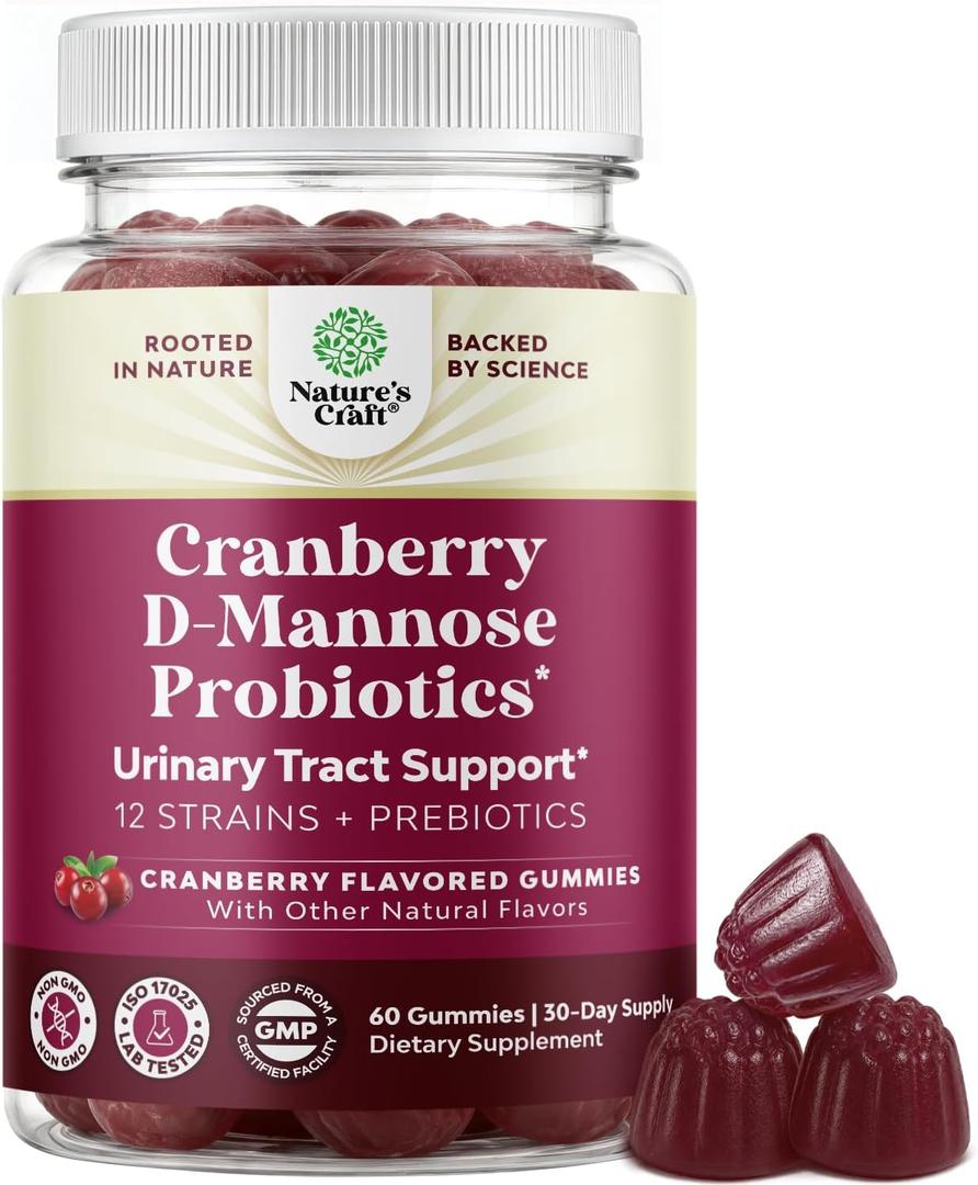 Probiotics for Women with D Mannose - Cranberry Probiotic Gummies - 60 Ct