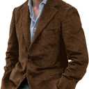 Corduroy Blazer Men Casual Corduroy Jacket Mens Vintage Slim Fit Sport Coat for Men Weeding Suit Jacket Dark Brown L
