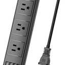 2 Prong Power Strip, Surge Protector 2 Prong with 3AC Outlets and 4 USB Charging Ports, 6.6ft 2 Prong to 3 Prong Extension Cord for Home Office