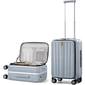 Hanke 20 Inch Carry On Suitcase PC Hardshell Luggage Top Open Aluminum Frame Rolling Suitcases with Wheels Travel Luggage for Woman Men Gifts.(Grey)