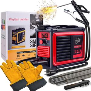 Welding Machine, Upgraded MMA-250A 110V Welder Machine,Portable Stick Welder IGBT Digital Display LCD,Home DIY Arc Welder,Hot Start Arc Force Anti-stick Mini Welder (Grey Red)