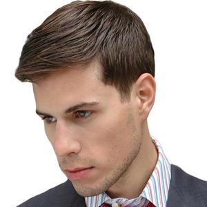 Mens Short Brown Wig Layered Fluffy Synthetic Hair Male Wigs Daily and Halloween Wig