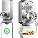 TEEHO TE018 Smart Door Knob with Keypad, App Control, Keyless Entry Digtal Door Lock with Handle, Remote Share One-Time Code, Auto Lock, Easy Installation for Front Door, Bedroom, Rental, Satin Nickel