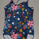 Girls One Piece Swimsuits Summer UPF 50+ Quick Dry Beach Bathing Suit Cross Shoulder Strap Swimwear 8-10 Years