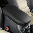 Armrest Cover with Mini Brush for Toyota RAV4 2019-2025, Leather Center Console Cover Middle Console Lid Cover Pad Protector for 2020 2021 2022 2023 2024 RAV 4 Hybrid Interior Accessories Black