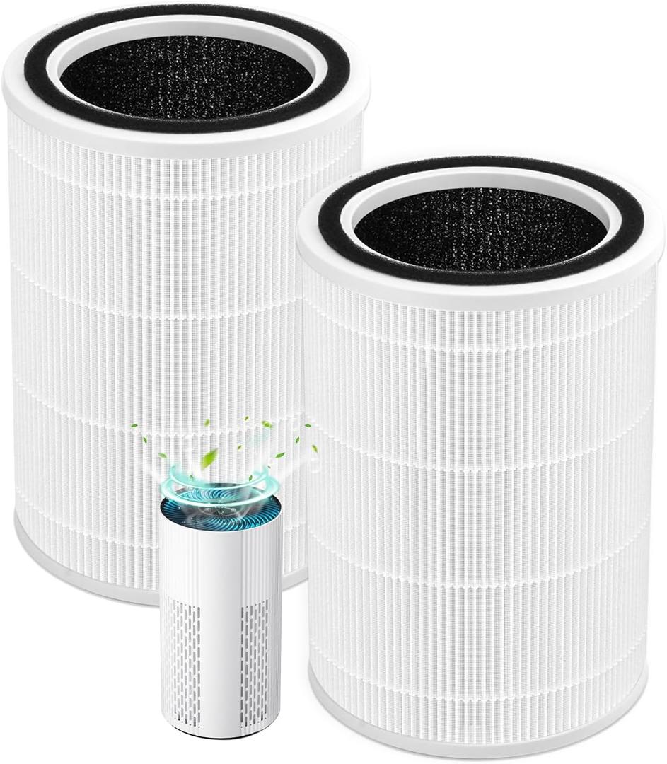 HAP604 Replacement Filter Fit for Ecoself HAP604 Air Purifier, 3-In-1 Efficiency Activated Carbon Filtration System, 2 Pack, White