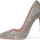 Elisabet Tang Women Pumps, Pointed Toe High Heel Glitter Rhinestone Heels Sparkly Prom Shoes Stiletto Wedding Heels for Bride Shoes for Women (11, Gold)