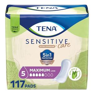 TENA Sensitive Care Incontinence Pads for Women, Bladder Control & Postpartum, Maximum Absorbency, Long - 117 Count