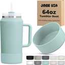Jmoe USA Boot for 64oz Stanley Quencher H2.0 FlowState Tumbler With Handle | BPA Free Silicone | Sleeve Protector for Bottom of Cup | Protects Against Dents & Scratches (Seafoam)