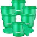6 Pcs 2 Gallon Plastic Bucket with Lid Handle, Green