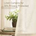 LAMIT Living Room Linen Curtains 95 Inch for Bedroom, Back Tab and Rod Pocket Linen Textured Sheer Curtains Light Filtering Boho Drapes for Canopy/Nursery, 2 Panels, 52 x 95 Inch, Beige