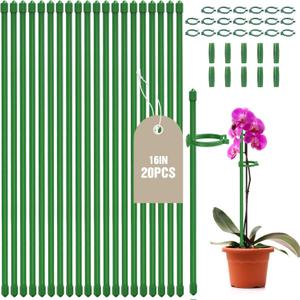 Joyhalo 20 Pack Plant Stakes for Indoor Plants, 16 Inch Garden Stakes, Adjustable Plant Support Sticks for Tall Plants As Tomatoes Beans Orchid Vegetable