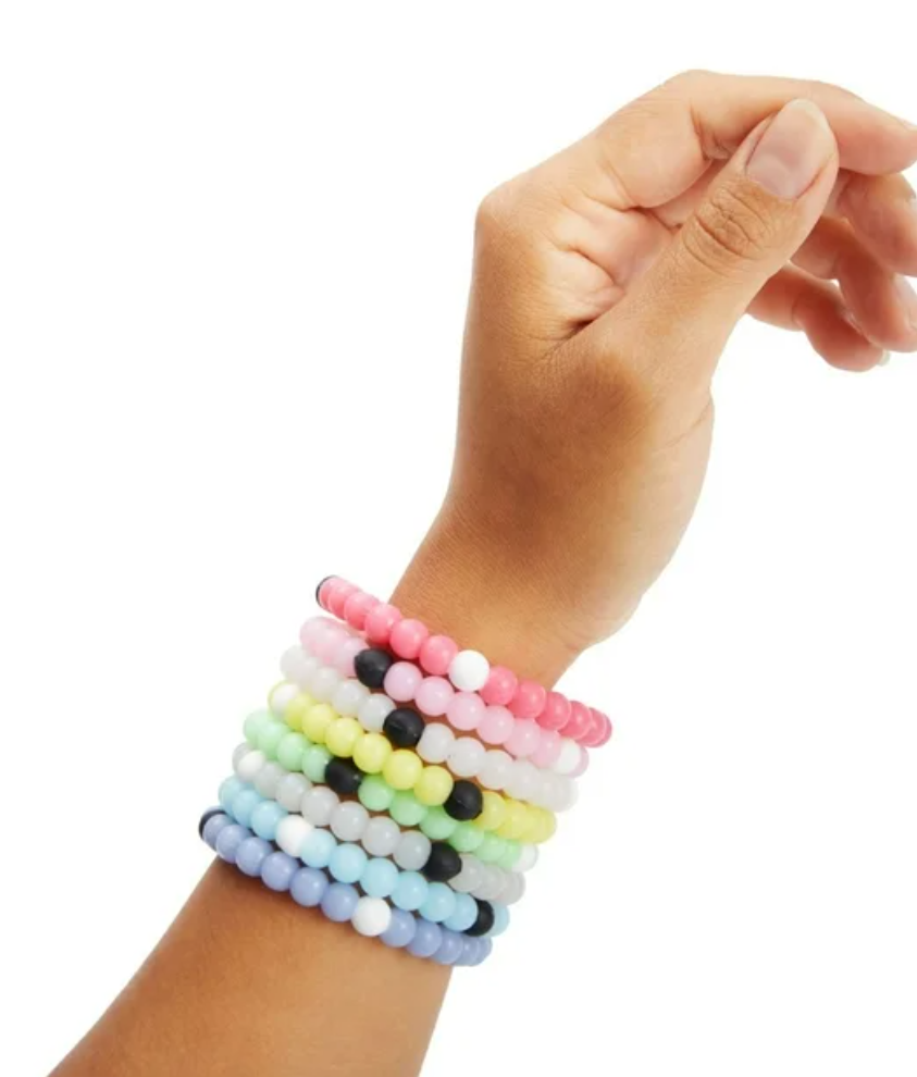 8 Pack Silicone Beaded Bracelets - Cute Rubber Bracelets Set, Teen Girls, Women (2.6x0.3 in)
