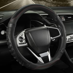 14 inch Steering Wheel Cover Great Grip with 3D Honeycomb Hole, Anti-Slip Sporty Design, Small 13.5-14 inch(All Black)