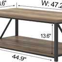 FOLUBAN Modern Coffee Table, Living Room Center Table with Storage, Wood and Metal Cocktail Table, Rustic Oak, 47 Inch