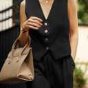 Cicy Bell Womens 2 Piece Outfits V Neck Crop Vest and Wide Leg Pants Suit (Black, M)