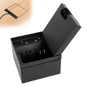 Floor Electrical Outlet Kit Recessed Flat Hidden Socket KitFloor Socket Panel with 2 USB-A + AC Floor Outlet Box Socket Box Recessed Hidden Outlet Connectivity Box(Black-2 USB+AC)