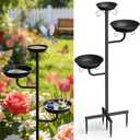 Pawaboo Bird Bath for Outside, 47in Metal Freestanding Birdbaths & Birdfeeder, Bird Feeder Bowl and 2 Birds Bath Bowls, 5-Pronged Base Birds Baths Feeder Stand for Outdoors Garden Yard Lawn Decor