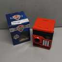 ATM Piggy Bank for Boys Girls, Vcertcpl Mini ATM Coin Bank Money Saving Box with Password, Kids Safe Money Jar for Adults with Auto Grab Bill Slot, Great Gift Toy Bank for Kids (Red+Black)