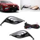 MotorFansClub LED 2 Colors White Amber Daytime Running Lights Sequential Flash Turn Signal Fit for Camry SE XSE 2021 2022 2023 2024 Accessories Front Fog lamps Driver and Passenger Side