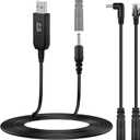 Xislet 3 in 1 Radar Detector Power Cord, 6.8ft USB to DC Step Up Converter Cable Power with RJ11 Connector Plug Cable/DC Jack 3.5mm/Angle Adapter Fits for Escort Valentine One Beltronics Cobra