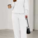 PRETTYGARDEN Women's 2 Piece Outfits Spring Sweatsuits Oversized Hoodies Wide Leg Sweatpants Tracksuits Lounge Matching Sets (White, L)