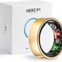 Herz P1 Smart Ring for Women & Men - (Size 6) 24/7 Health Metrics Fitness Ring, Tracks 20+ Biometrics, 6 Day Battery Life, Waterproof Stainless Steel, Free APP for iOS Android, No Subscription (Gold)