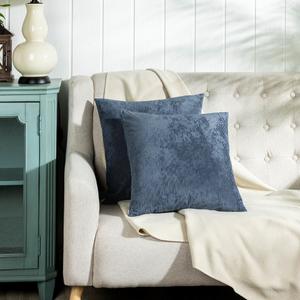ELEGANT LIFE HOME Pack of 2 Decorative Velvet Throw Pillow Covers, Cushion Covers Set, Soft Pillow Case Shell for Car Sofa Bedroom (Navy, 18''×18'')