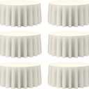 BRILLMAX 6 Pack Ivory Round Tablecloths 132 Inch for 72 Tables - 150 GSM Polyester Fabric, Floor Length Drop, Water, Stain & Wrinkle Resistant Cloth Cover for Wedding Reception Banquet Dining