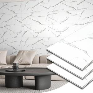 Art3d 10-Pack 24"x12" SPC Wall Panels, 20 Sq.feet Waterproof Click Lock Panels for Interior Wall Decor, Rigid Core Wall Panel for Bathroom, Kitchen, Living Room, Pure Marble White