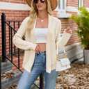 VIMPUNEC Womens Fall Cardigan Sweaters Casual Cable Knit Jackets Long Sleeve Open Front Outwear Coats (M)