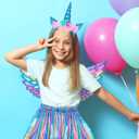 Hifot Unicorn Costumes for Girl, Unicorn Birthday Tutu Dress with Unicorn Wings Headband for Christmas Gifts Party Outfit, 8In Waist