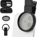 52mm Clip-On CPL Phone Camera Lens Filter, Polarizer Circular Filter, Ultra Slim Multi- Coated CPL Filter Compatible with iPhone 17/16/15/14/13 Samsung